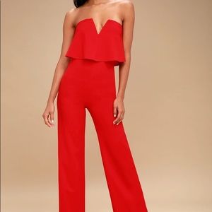 Power of Love Red Strapless Jumpsuit (NWT)